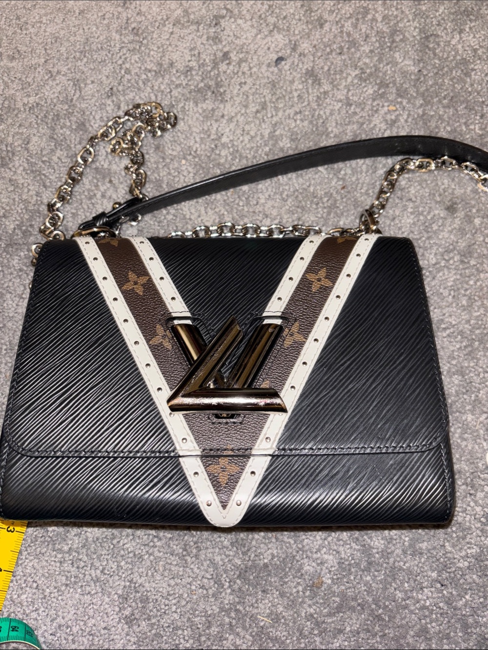 Louis Vuitton Black with Brown Monogram V-Accent Chain Shoulder Bag